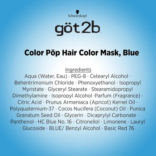Vista 4 de Got2B Color Pop - Mascarilla semipermanente de color para el cabello, azul, 5.1 onzas