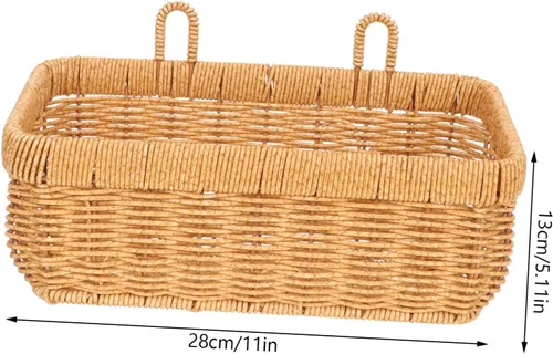 Vista 6 de 2 unidades de cesta de cebolla colgante tejida a mano para almacenamiento de pared para despensa del hogar, cesta de almacenamiento de cebolla