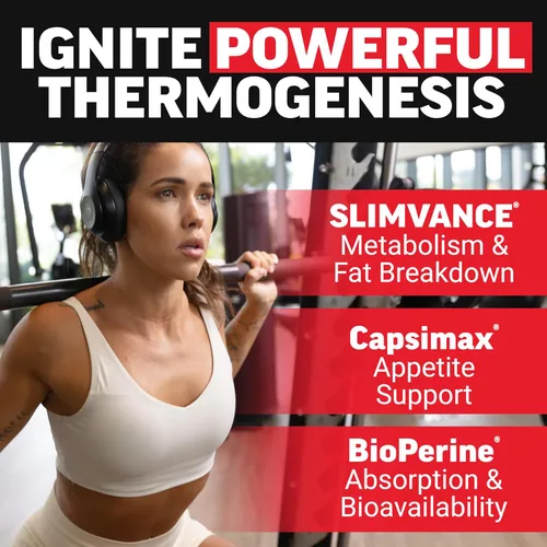 Vista 3 de LeanFire con quemador de grasa termogénico avanzado SLIMVANCE de próxima generación para pérdida de peso con vitaminas B y Capsimax para aumentar