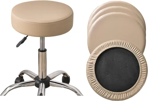 Vista 22 de HAOYONG Juego de 4 fundas redondas para taburetes de bar, impermeables, de poliuretano, fundas elásticas para taburetes de bar, fundas para sillas