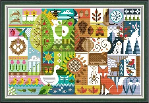 Vista 6 de Howie's Needlepoint Kits de Punto de Cruz, Kits de Bordado con Patrón Preimpreso 11CT, Gama Completa de Kits de Inicio Estampados