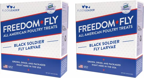 Vista 10 de FLOCKLEADER Freedom Fly - Golosinas de aves de corral con larvas de mosca soldado negro, 1 libra