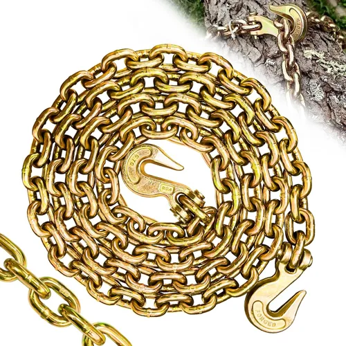 Vista 12 de Cadena de Sujeción de 10 Pies con Grado 80, Cadena de Elevación con Ganchos de Resorte Clevis de 1/2 Pulgada, Límite de Carga de Trabajo de 11300