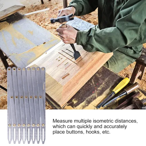 Vista 4 de Regla de costura, guía de botón de calibre de costura expandible de aluminio, mide múltiples distancias iguales, longitud ajustable, multifuncional