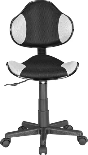 Vista 7 de JJS Silla ejecutiva de computadora con respaldo bajo para oficina en casa, silla ergonómica de malla con base extra grande y almohadillas, negro/gris