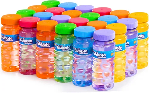 Vista 9 de JOYIN Botellas de burbujas 6/12/24/36 piezas (solución de 4 onzas), burbujas para niños pequeños de 1 a 3, varita de solución de burbujas