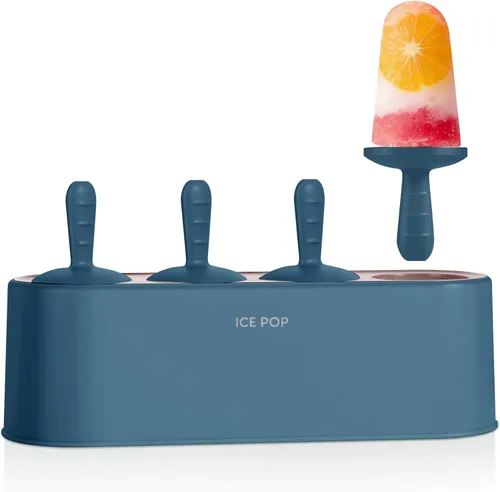 Vista 9 de Juego de 4 moldes para paletas caseras de silicona, moldes para helados, de fácil liberación, reutilizables, moldes para hacer bricolaje