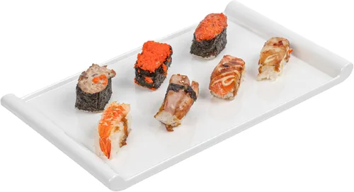 Restaurantware Voga - Platos de servir de 12 x 7 pulgadas, 10 platos rectangulares para sushi, pequeños, resistentes a roturas, platos blancos de
