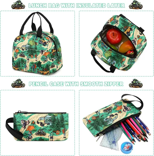 Vista 4 de BTOOP Mochila escolar para niñas y niños, con bolsa de almuerzo aislada y bolsa para lápices