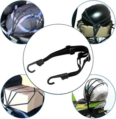Vista 6 de Correa elástica para casco de motocicleta de 23.6 pulgadas, correa elástica retráctil de malla con 2 ganchos, cuerda elástica para equipaje