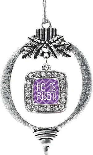 Vista 227 de Inspired Silver - Mis iniciales - Adorno con dije de letra S - Adornos navideños cuadrados de plata con joyas de circonita cúbica