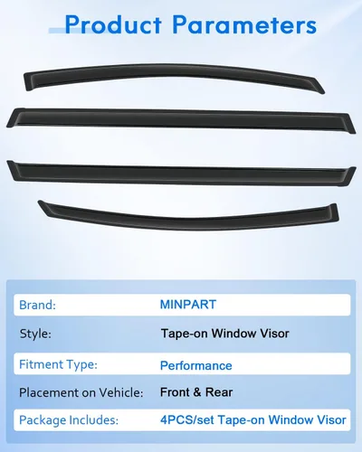 Vista 7 de Deflector de ventana lateral, viseras de humo oscuro, protectores de lluvia, juego de 4 piezas para Toyota para Sienna 2011-2020