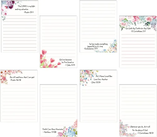 Vista 8 de 8 Pack Christian Sticky Notes Samll Scripture Inspirational Memo Pads Floral Design Adhesive Religious Bible Verse Quotes Notepads for Writing Diary