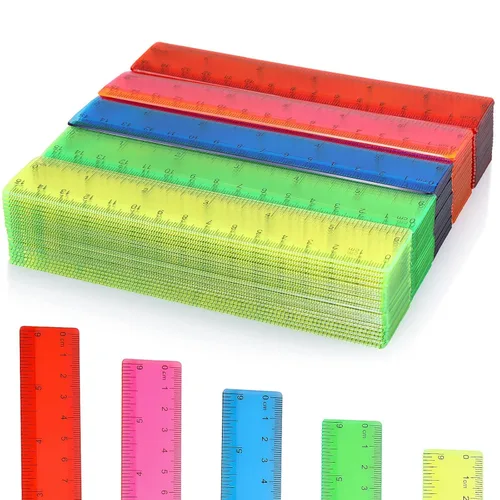 Vista 8 de Zonon 200 reglas rectas flexibles de plástico transparente a granel con pulgadas y centímetros, regalo para el primer día de escuela