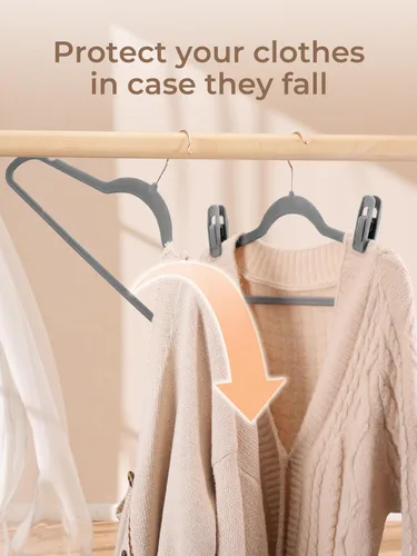 Vista 6 de COZYMOOD Paquete de 50 clips de terciopelo para colgar ropa de bebé