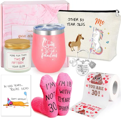 Regalos de 30 cumpleaños para mujer, regalo de cumpleaños para ella, decoración de cumpleaños para mujeres de 30 años, idea de cumpleaños de 30 años