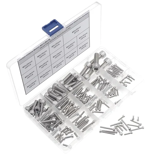 Vista 6 de Kit surtido de tornillos de cabeza hexagonal de acero inoxidable M2.5 M3 M4 M5 M6 M8 304