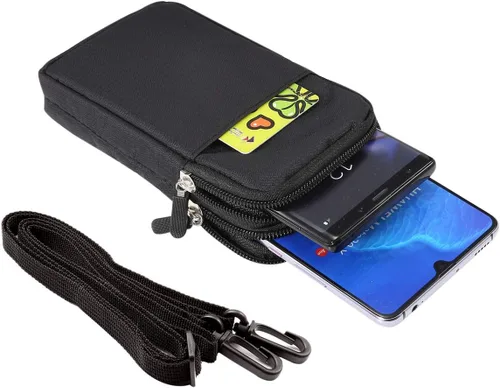 Vista 3 de Bolsa de clip para cinturón para teléfono celular, funda de hombro para teléfono celular, funda de hombro vertical de 6.0 pulgadas para viajes al