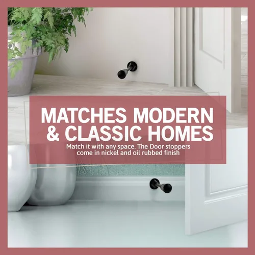 Vista 8 de Jack N'Drill - Tope de puerta rígido (paquete de 12) - Tope de puerta sólido negro inoxidable con puntas de goma duraderas Protege paredes