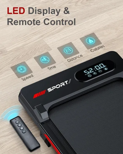 Vista 5 de Incline Walking Pad with Handle Bar, Foldable Portable Under Desk Treadmill for Home Office, Ultra Quiet <45dB, Safety Lock, 300+ LB Capacity