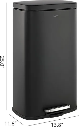 Vista 4 de happimess HPM1011B Curtis - Bote de basura con pedal de 8 galones con tapa de cierre suave, diseño moderno y minimalista, resistente a las huellas