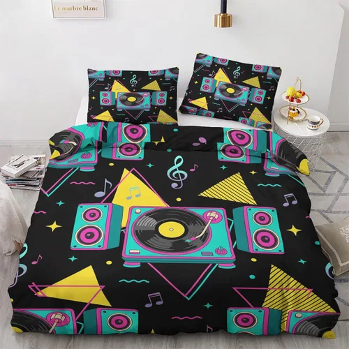 Vista 12 de Retro Disco Ball Duvet Cover Twin Size - Synthwave Neon Grid Bedding Set & Bedroom Decor, 2 Piece, Soft Microfiber Reversible Comforter Cover & 1