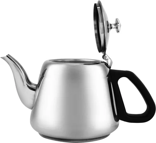 Vista 5 de Tetera de acero inoxidable de 1.5L2L, tetera de té de hojas, tetera de agua caliente con filtro, infusor extraíble, estufa, teteras de té (2 litros)