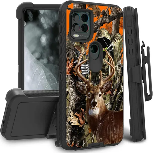 Vista 64 de Funda para Motorola Edge 2021 / Moto Edge 5G UW, protección resistente de 3 capas híbridas a prueba de golpes con funda de clip para cinturón