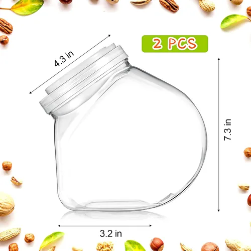 Vista 2 de Umigy Paquete de 4 tarros de plástico para dulces con tapas, tarros de galletas transparentes de 68 onzas con tapa de mango portátil para bufé