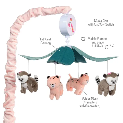 Vista 3 de Lambs & Ivy Enchanted Safari Animal Musical Baby Cuna Mobile Jungle Chupete Juguete