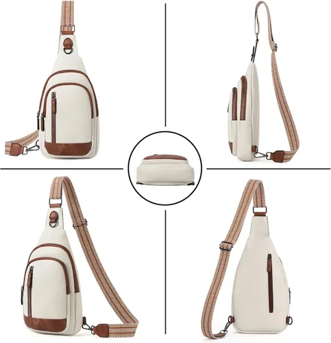 Vista 6 de CLUCI - Bolso cruzado para mujer, bandolera de piel, mochila para viajes