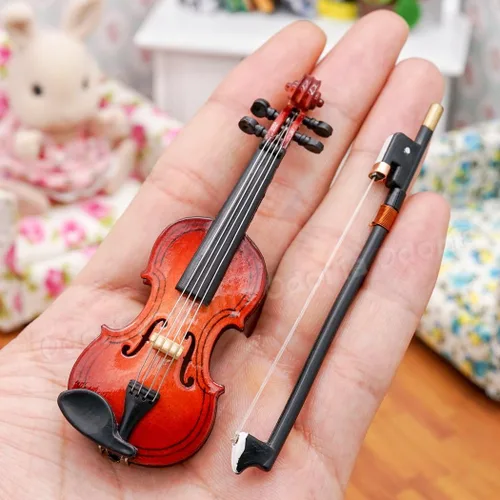 Vista 4 de Odoria 1/6 Miniature Violin Dollhouse Musical Instruments Accessories
