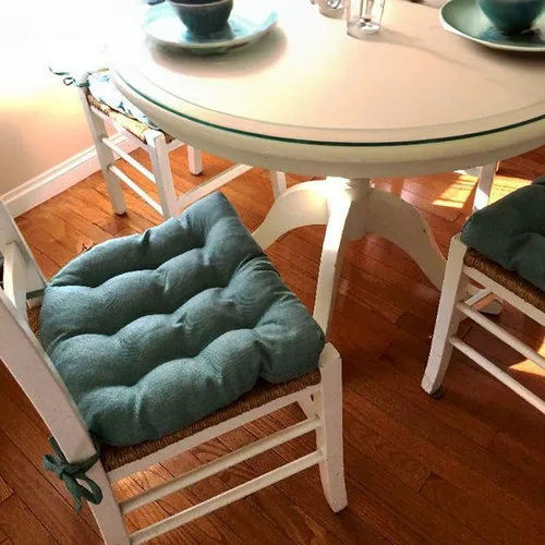 Vista 7 de Barnett Home Decor Hayden - Cojín para silla de comedor turquesa con lazos, tamaño 15 x 17, reversible, cojín de relleno de espuma de látex, lavable