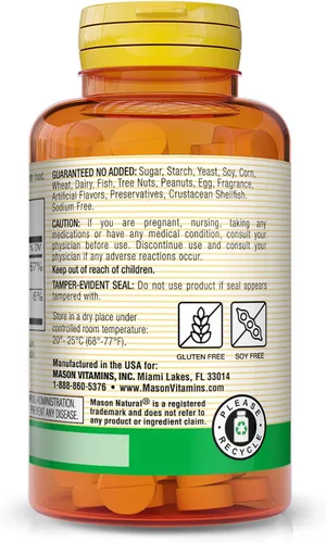Vista 3 de MASON NATURAL Vitamina B12 100 mcg con calcio - Conversión saludable de alimentos en energía, apoya la función nerviosa y la salud, 100 tabletas