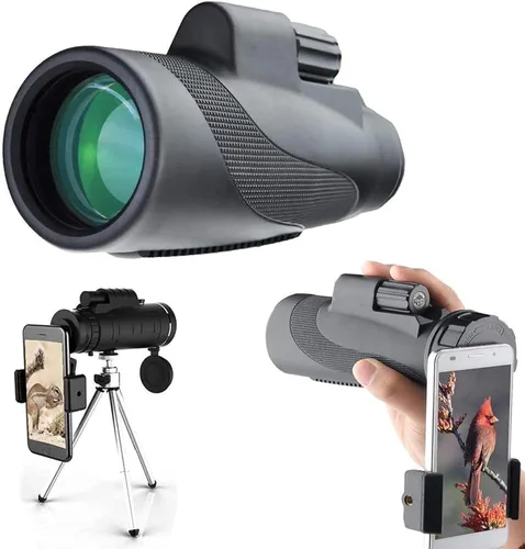 Monocular Telescope, 12X50 Monocular High Power Monocular Scope for Bird Watching Traveling Concert Sports Game with Phone Adapter Tripod