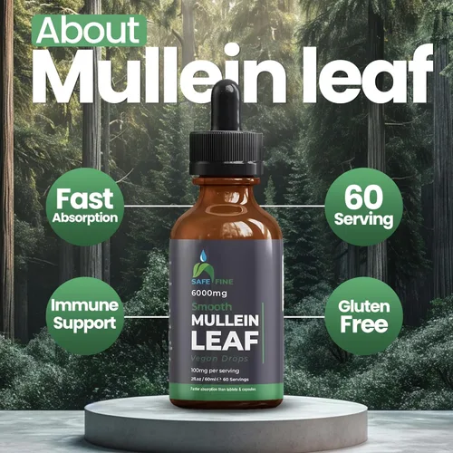 Vista 5 de Gotas de extracto de hoja de gordolobo de 2 onzas líquidas (2.0 fl oz), suplemento herbario líquido sin alcohol para apoyo pulmonar, vegano, sin