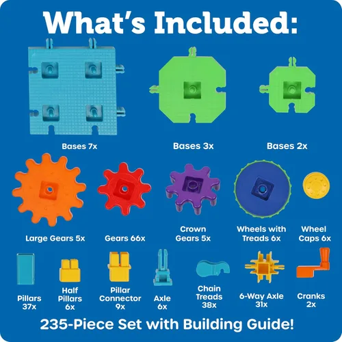 Vista 6 de Learning Resources Gears! Gears! Gears! Mega Builds - Juguetes de construcción, actividades STEM, habilidades motoras finas, kit de explorador