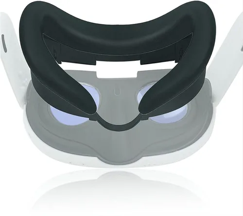 NUHFUFA VR Headset Silicone Facial Interface Compatible with Quest 3, V-Shaped Face Cover Pad Anti-Slip Soft & Comfy AR Accessories(Black)