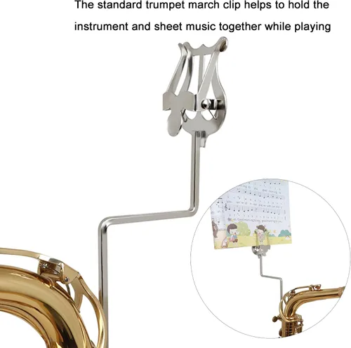Vista 6 de Clip de hoja con abrazadera de marcha de eufonio plateado accesorio de lira 0.157x0.157 in titular parte musical