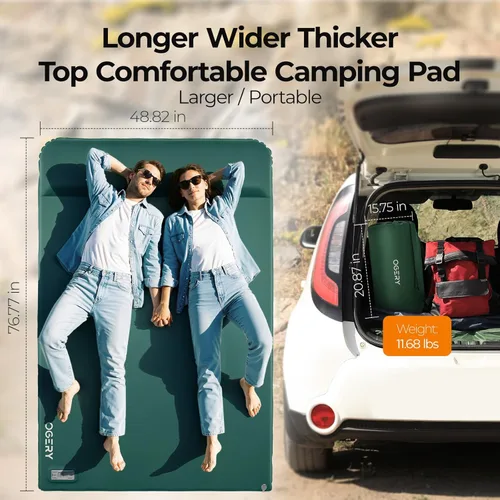 Vista 2 de OGERY Almohadilla de dormir autoinflable con bomba eléctrica, almohadilla de espuma viscoelástica ultra gruesa de 3.15 pulgadas, almohadilla