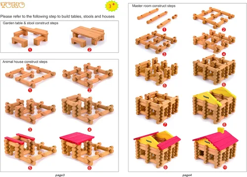Vista 3 de TOWO - Conjuntos de construcción de madera, granja de animales, edificios y ferrocarril, juguetes de construcción con mapas compatibles entre sí