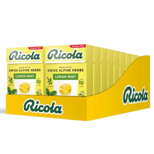 Ricola Dulces de hierbas suizas sin azúcar y menta limón, gotas de hierbas, 31.75 oz - Paquete de 20