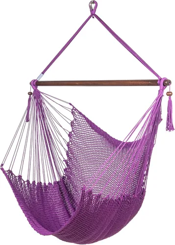 Vista 11 de Larga silla hamaca grande caribeña con reposapiés, 48 pulgadas, poliéster, silla de colgar., Verde