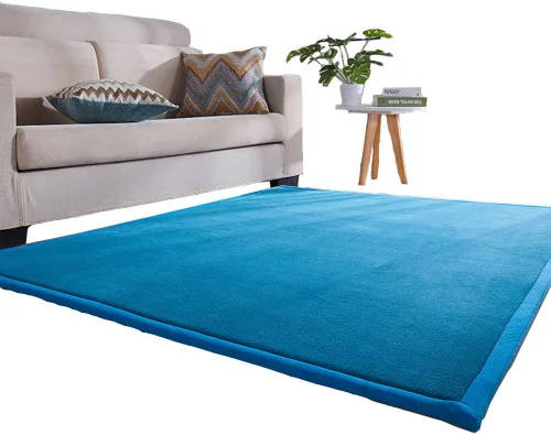 Lyfreen Memory Foam Kids Play Mat,Soft Baby Crawling Rug, Non Slip Carpet Blue 2.62'x 6.56'