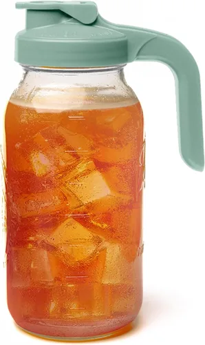 Vista 9 de County Line Kitchen Jarra de Vidrio Tipo Mason con Tapa - Boca Ancha, 2 Cuartos de Galón (64 oz) - Resistente, A Prueba de Fugas - Jarra para Té
