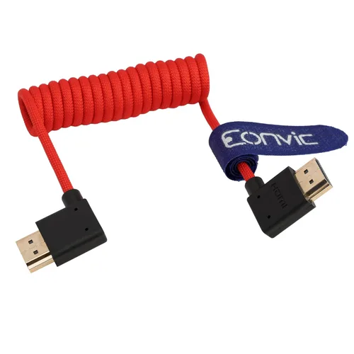 Vista 18 de Eonvic Cable en espiral HDMI 2.1 - Extensor HDMI 8K para Atomos Ninja V, Sony a7siii, Portkeys BM5 Monitor