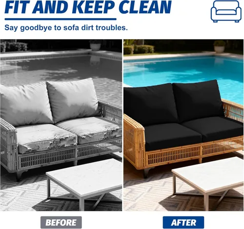 Vista 5 de Fundas de cojín elásticas para patio, fundas de cojín para muebles de patio, fundas de cojín para muebles de patio, protector de muebles lavable