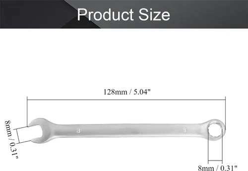 Vista 2 de Utoolmart Llave combinada de 12 puntos, 0.315 in métrica 5.039 in de longitud, 1 unidad