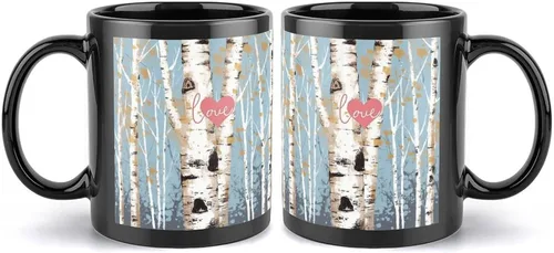 Vista 8 de Love Birch Tree Mug Large Ceramic Coffee Mug Tea Cups with Handle Elegant Personalized Mugs Funny Novelty Heat Resistance Cup Luxurious Cups for