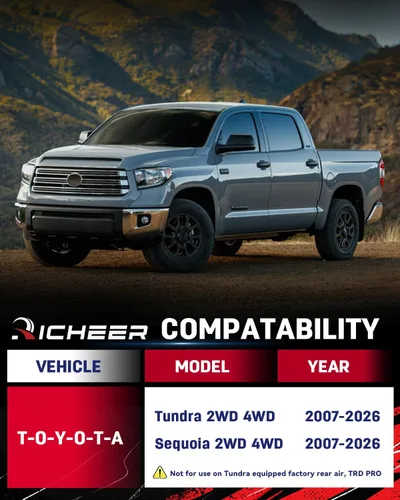 Vista 2 de Richeer Kit de elevación de nivelación de 3 pulgadas Compatible con Tundra 2WD/4WD 2007-2026, Sequoia 2WD/4WD 2007-2026, Kit de elevación